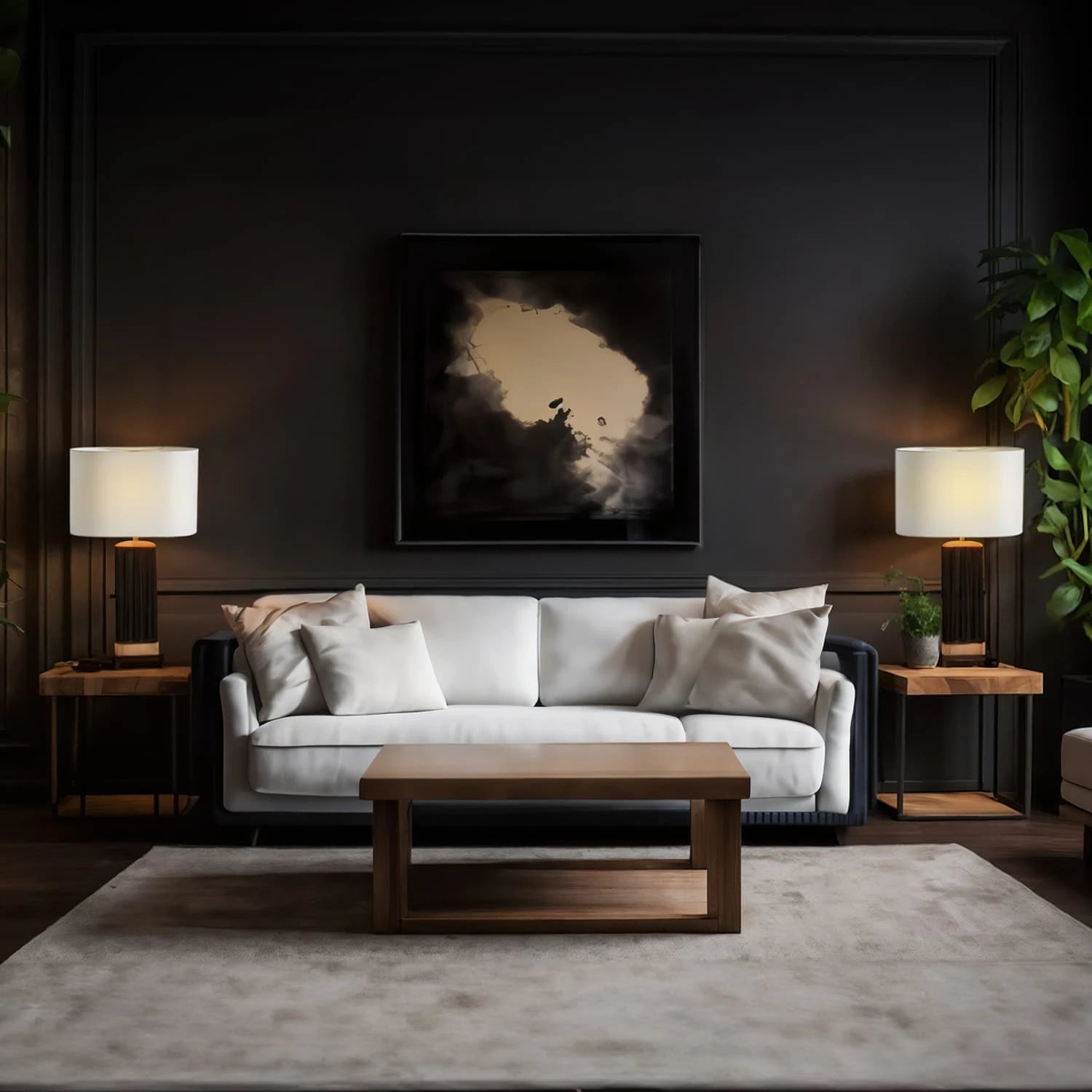 White Oval Lamp Shades in a living room