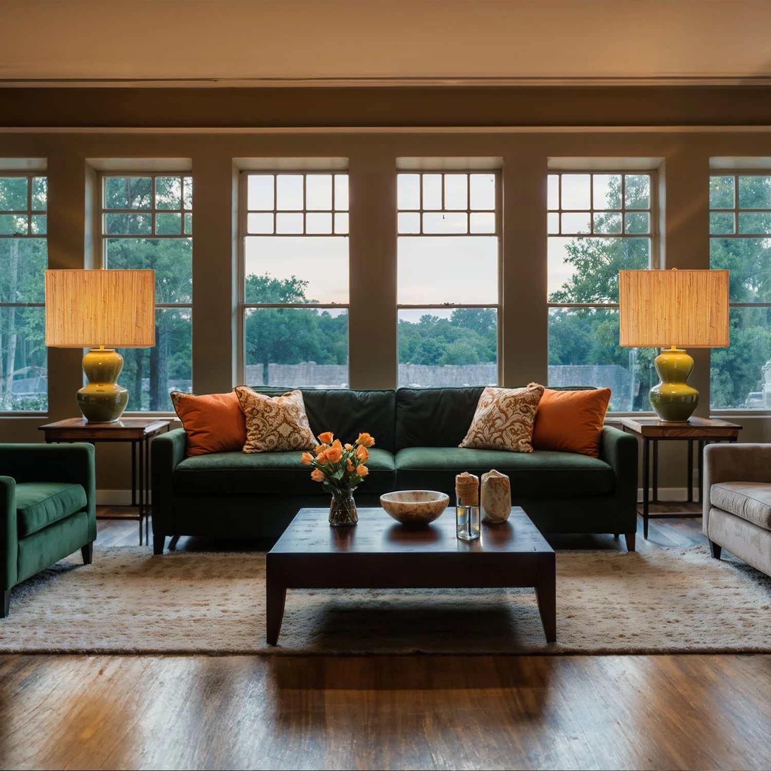 Tan Grasscloth Box Rectangle in a living room