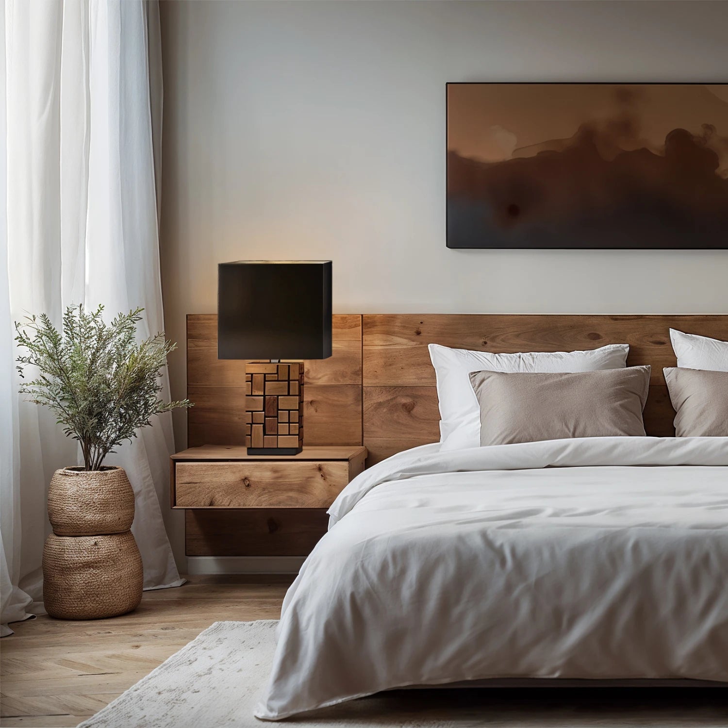 Black Opaque Paper Cube in a bedroom