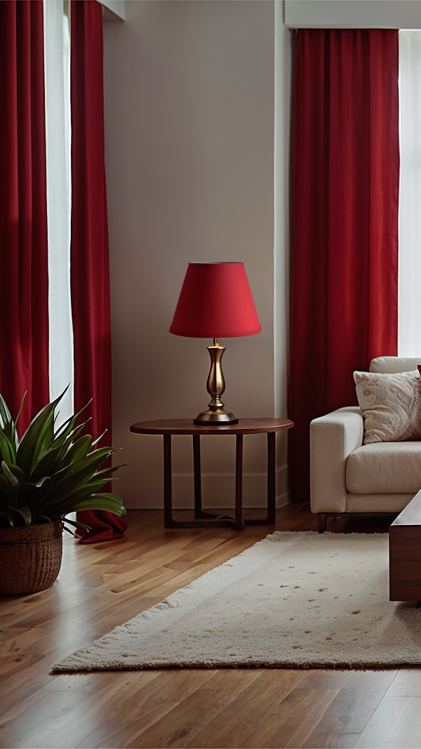 Red Handkerchief Linen Empire in a living room