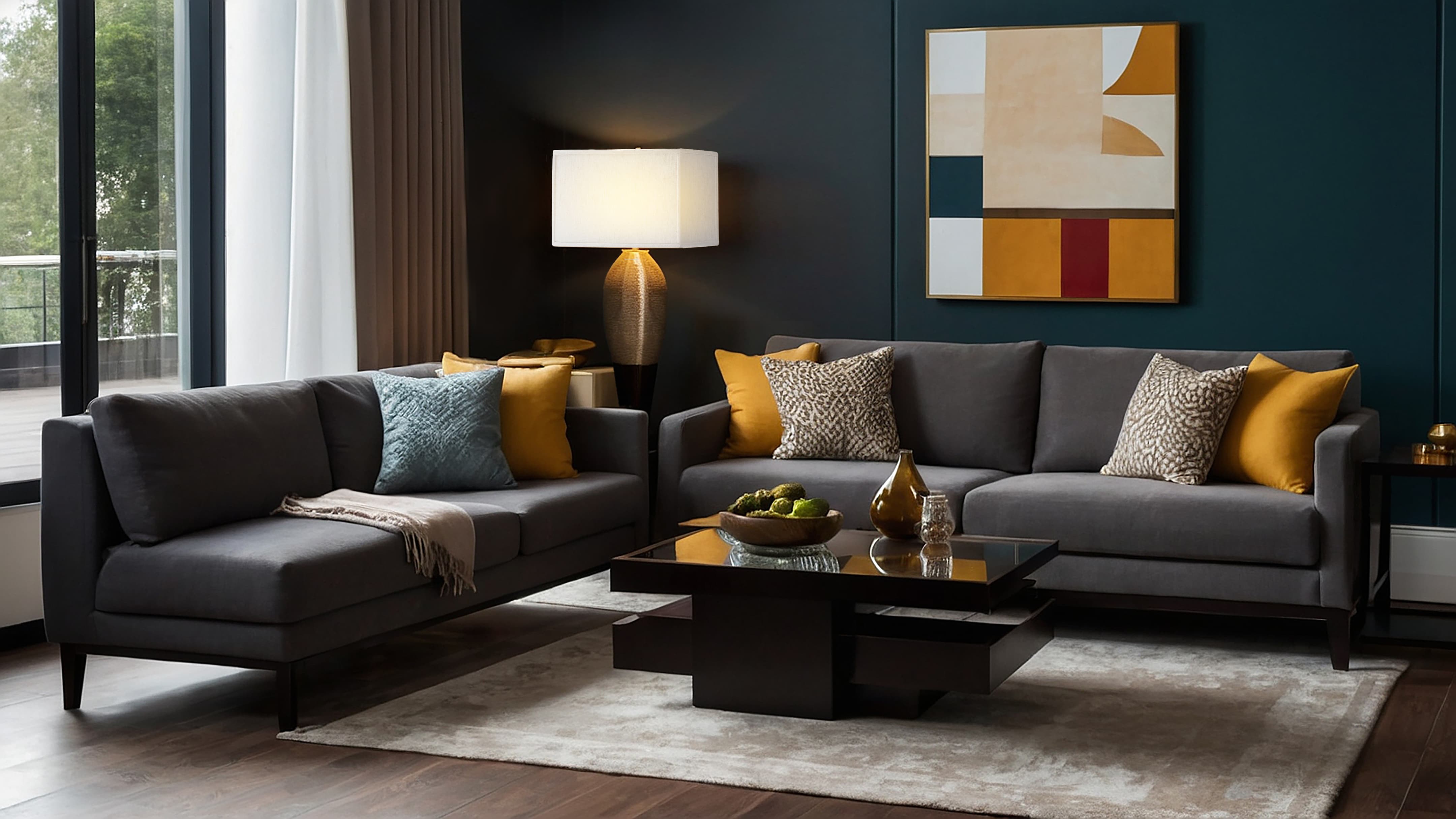 White Linen Box Rectangle (with Bias) in a living room