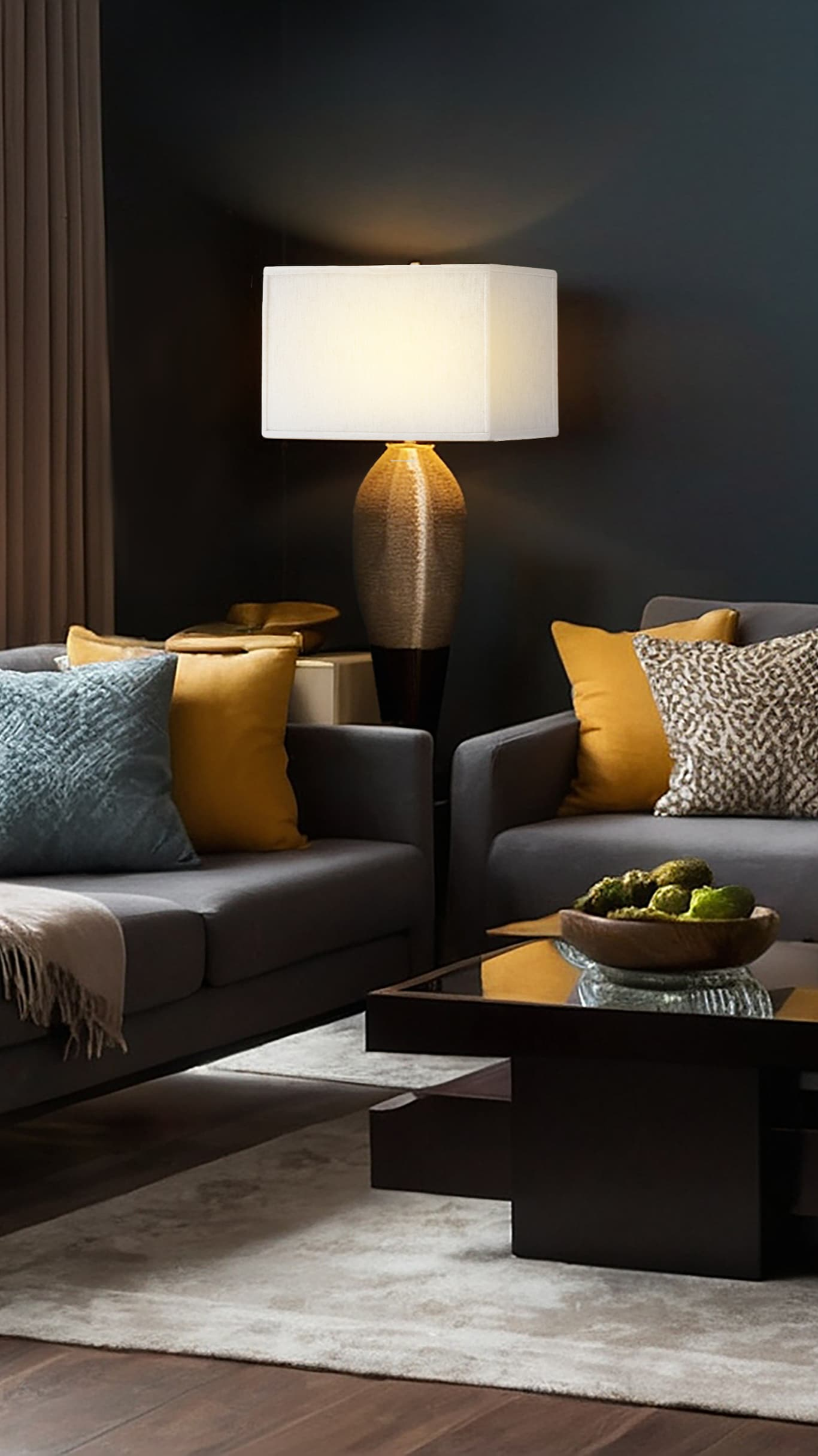 White Linen Box Rectangle (with Bias) in a living room