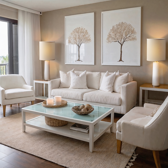 Linen Tall Drum White