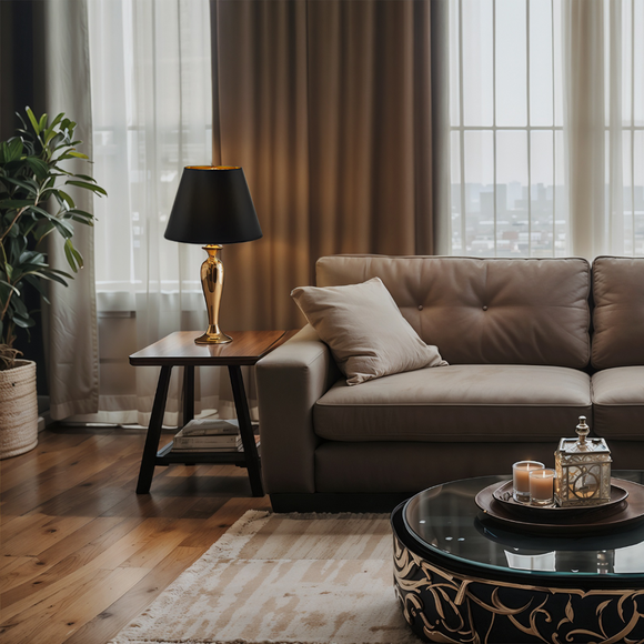 Opaque Paper Empire (w Gold Interior) in a living room