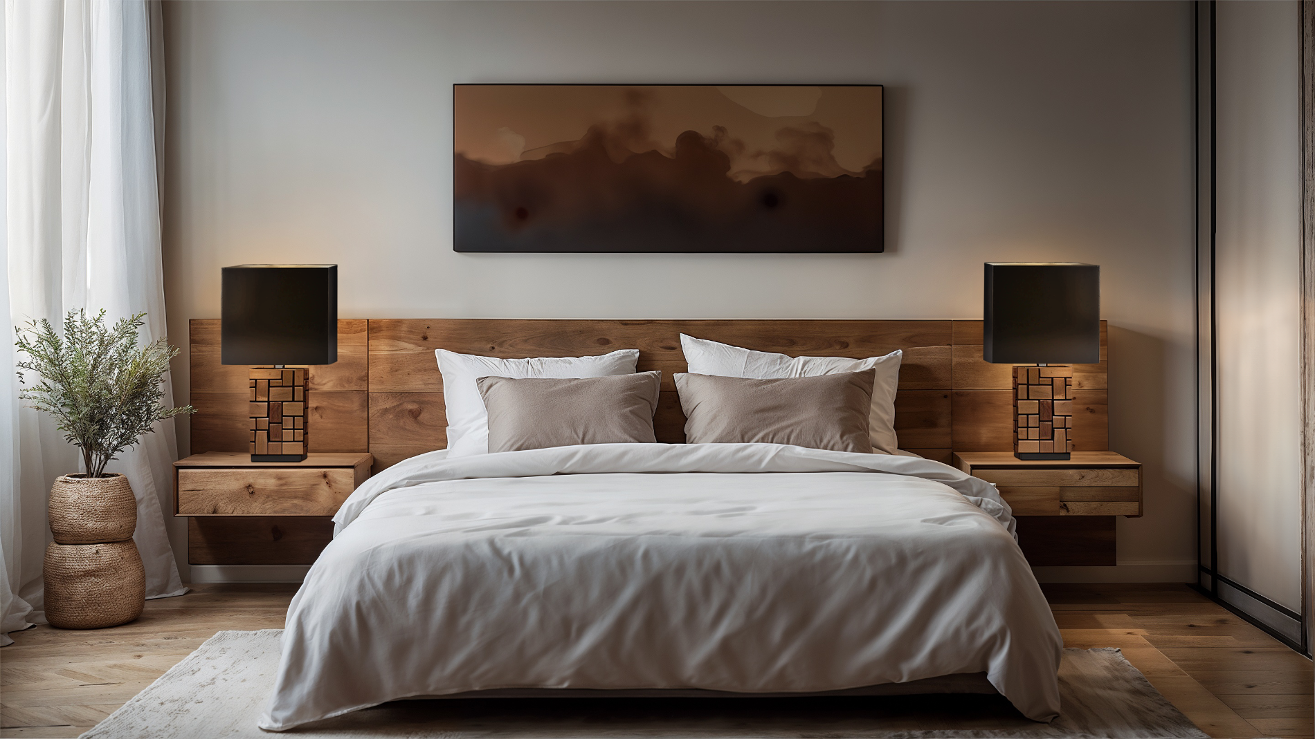 Black Opaque Paper Cube Square  in  a bedroom