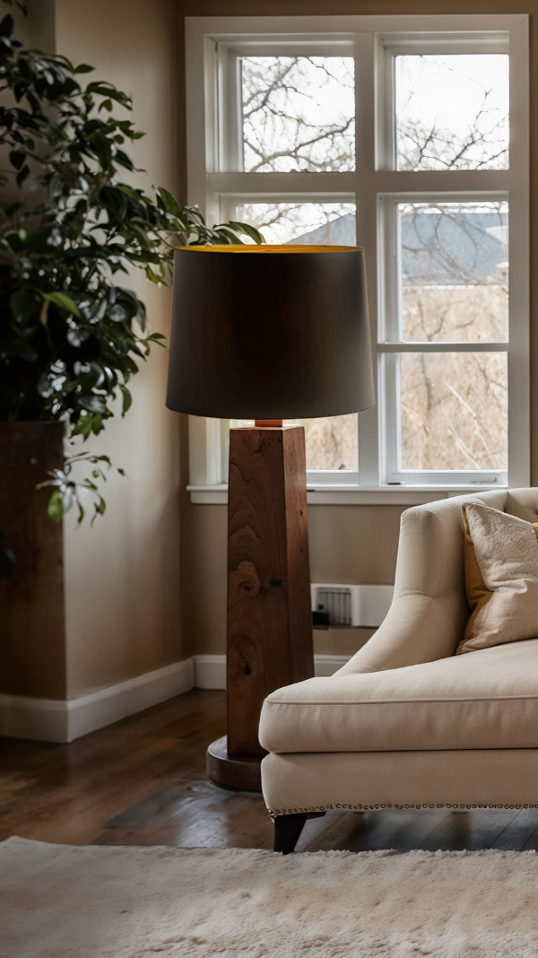 Black Opaque Paper Retro Drum in a living room