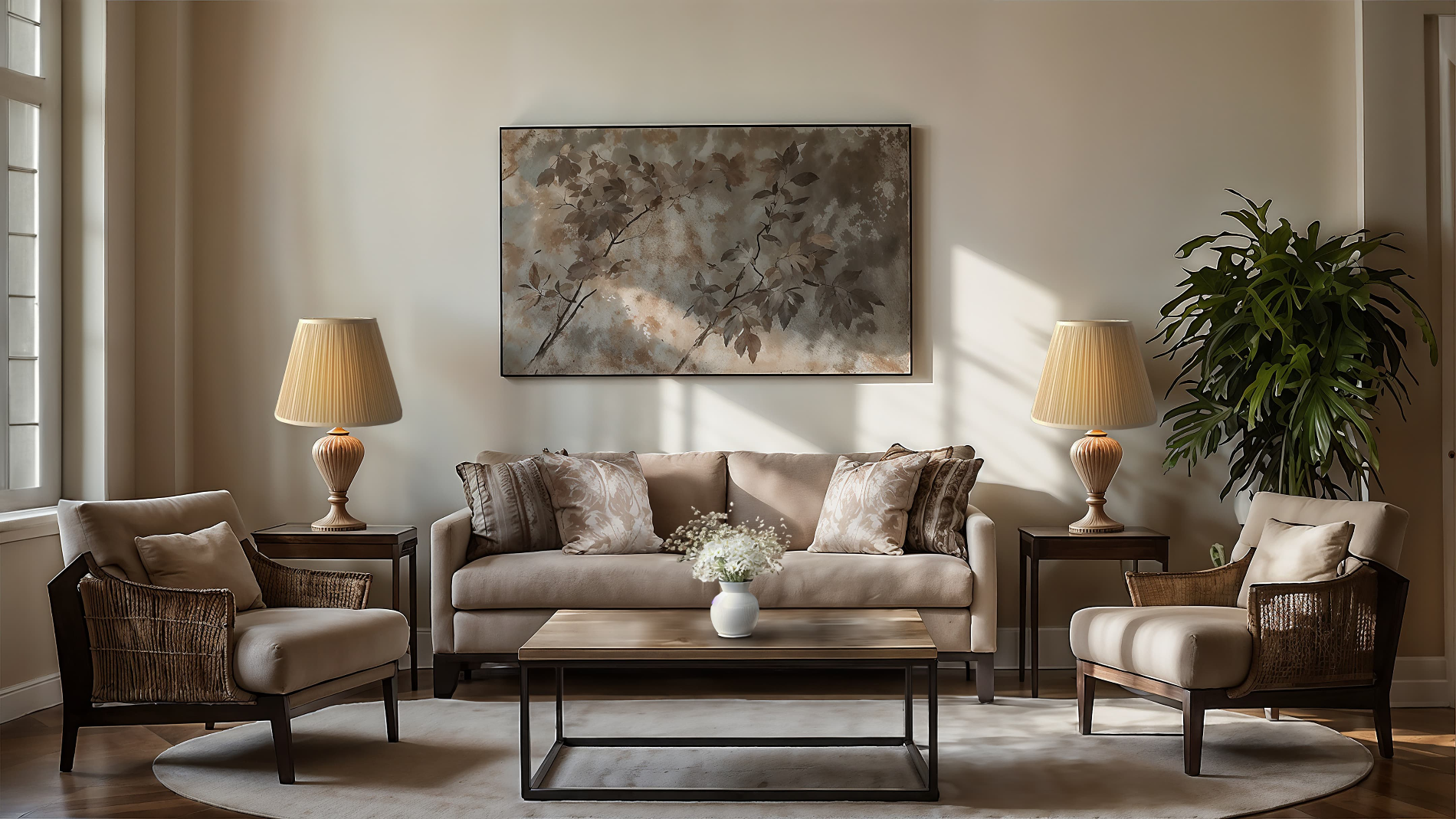 Two elegant lamps in a living room