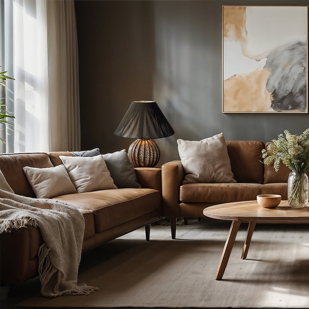 Black Silk String Coolie Lamp Shades in a living room