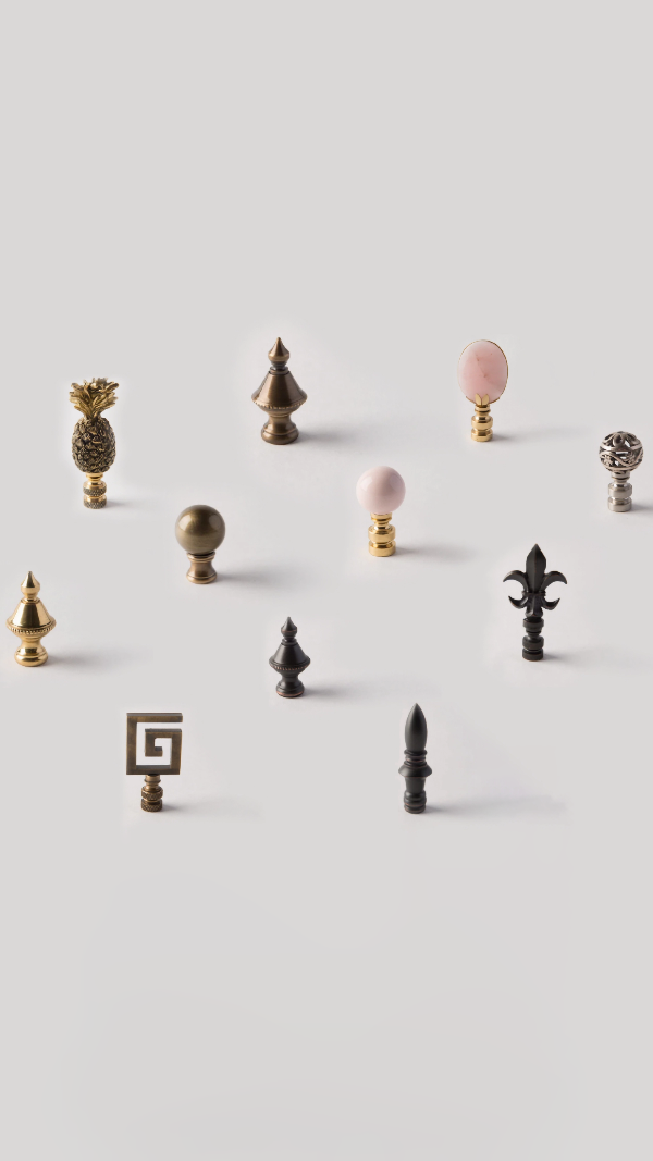 Wide selection of finials