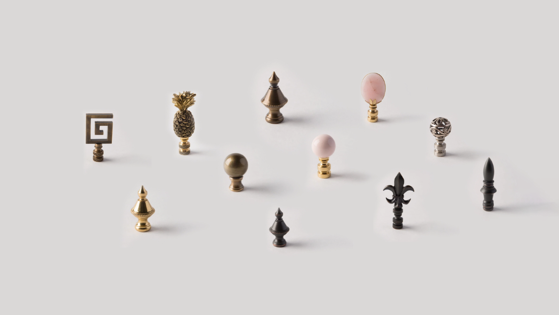 Wide selection of finials