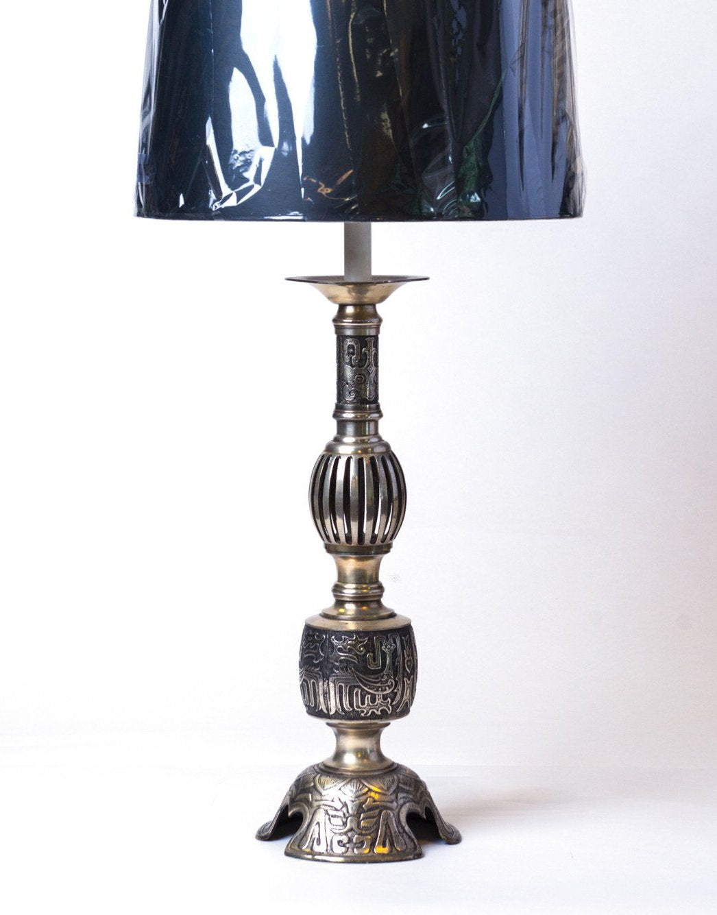 Asian Modern Silvered Brass Table Lamp