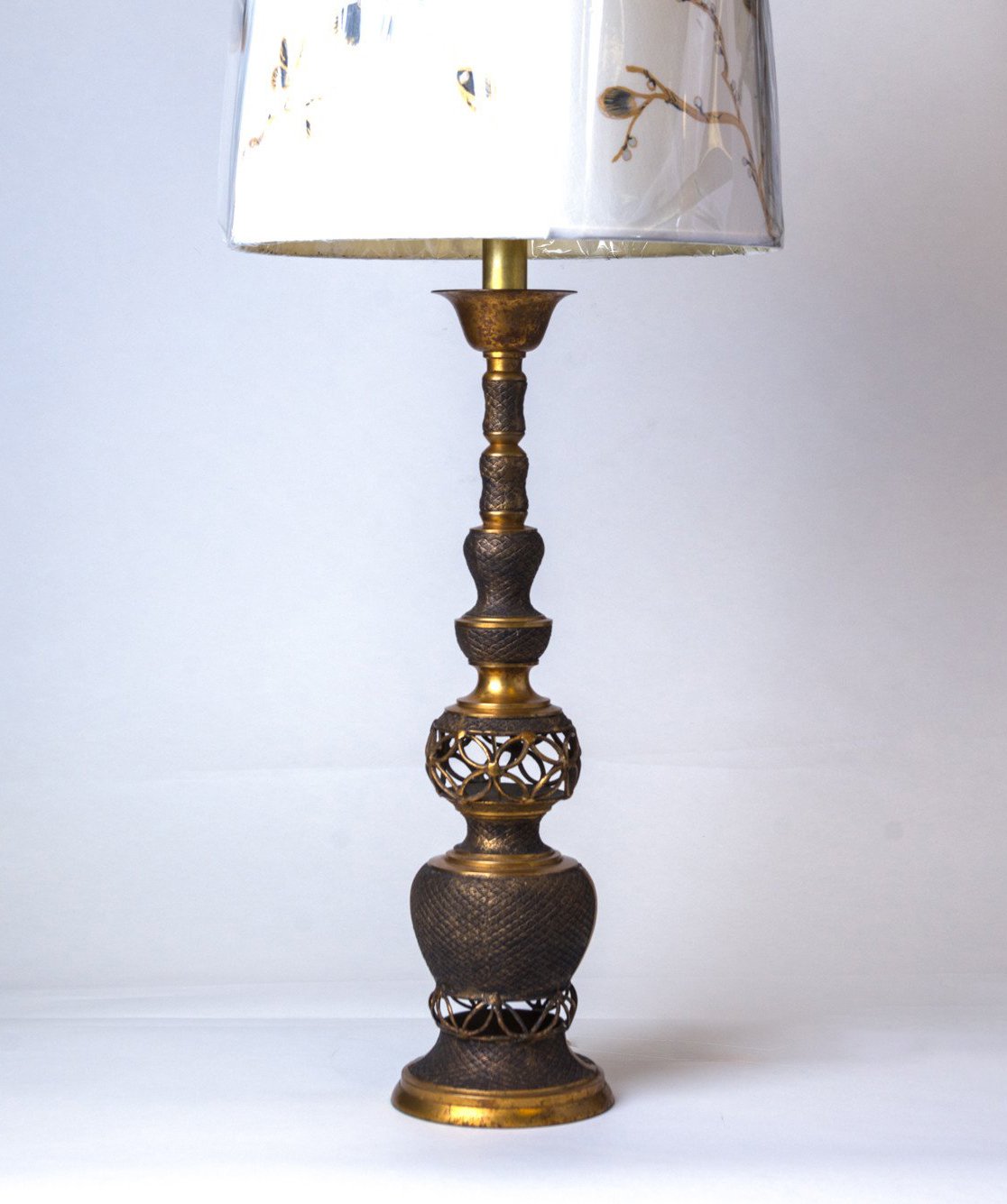 Asian Modernist Gilt Bronze Table Lamp