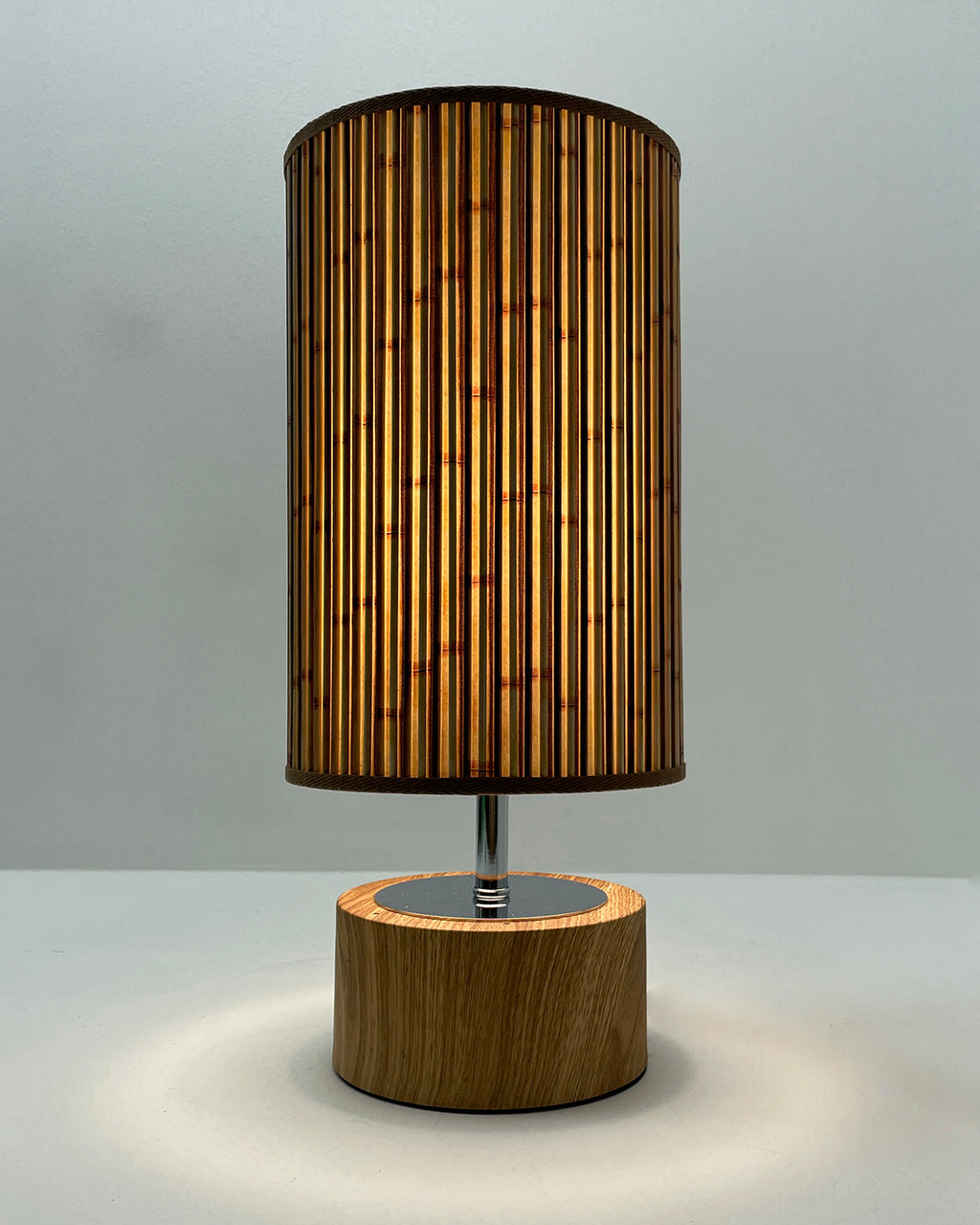Bamboo Printed Stick Shade, Touch Lamp, Birch Base
