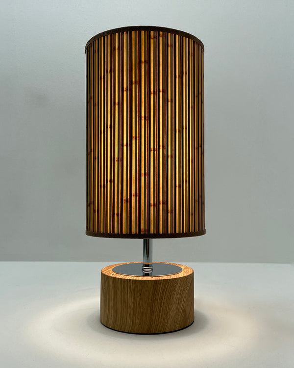 Bamboo Printed Stick Shade, Touch Lamp, Birch Base