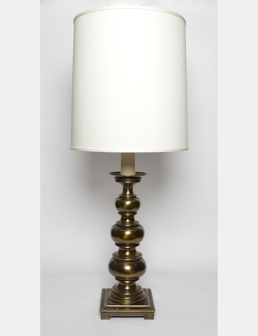 Pair of Candle Sleeve Brass Plated Table Lamps