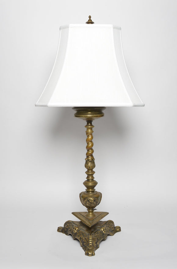 Pair of Classical Patinated Brass Table Lamps