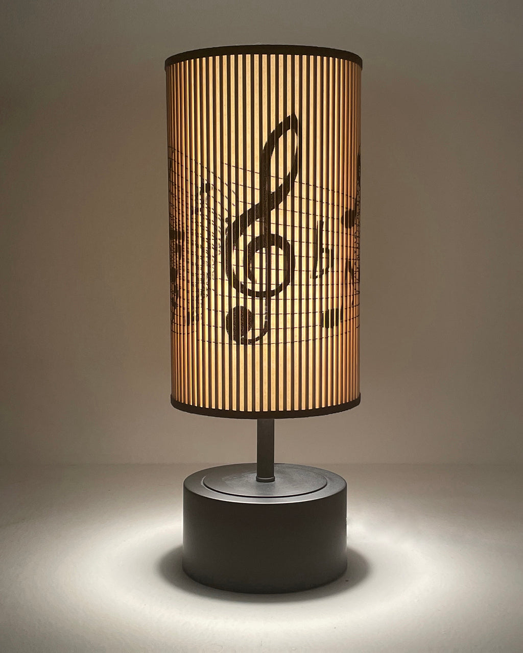 Music Note Printed Stick Shade, Touch Lamp, Black Base