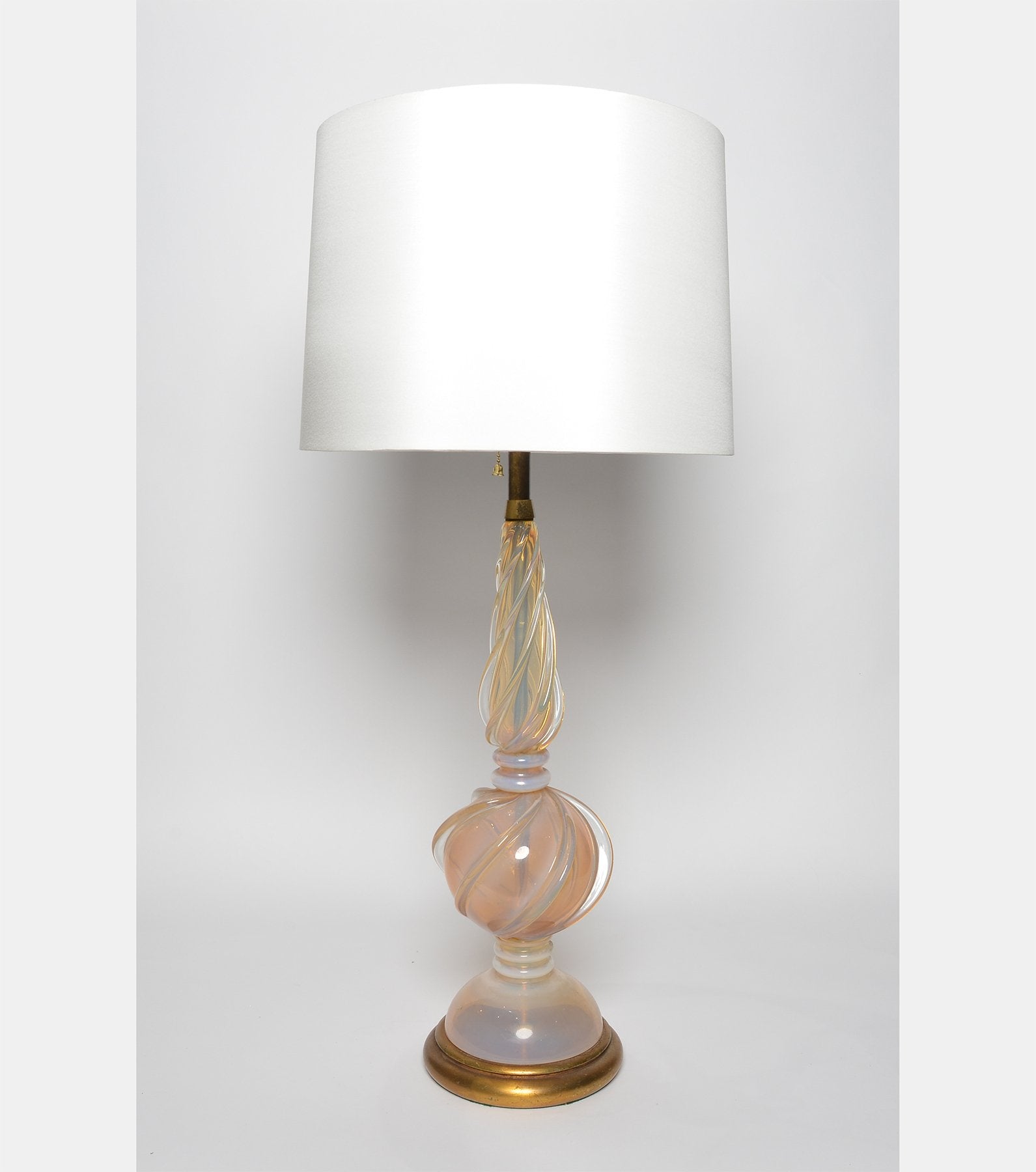 Pinkish Yellow Swirled Murano Glass Table Lamp