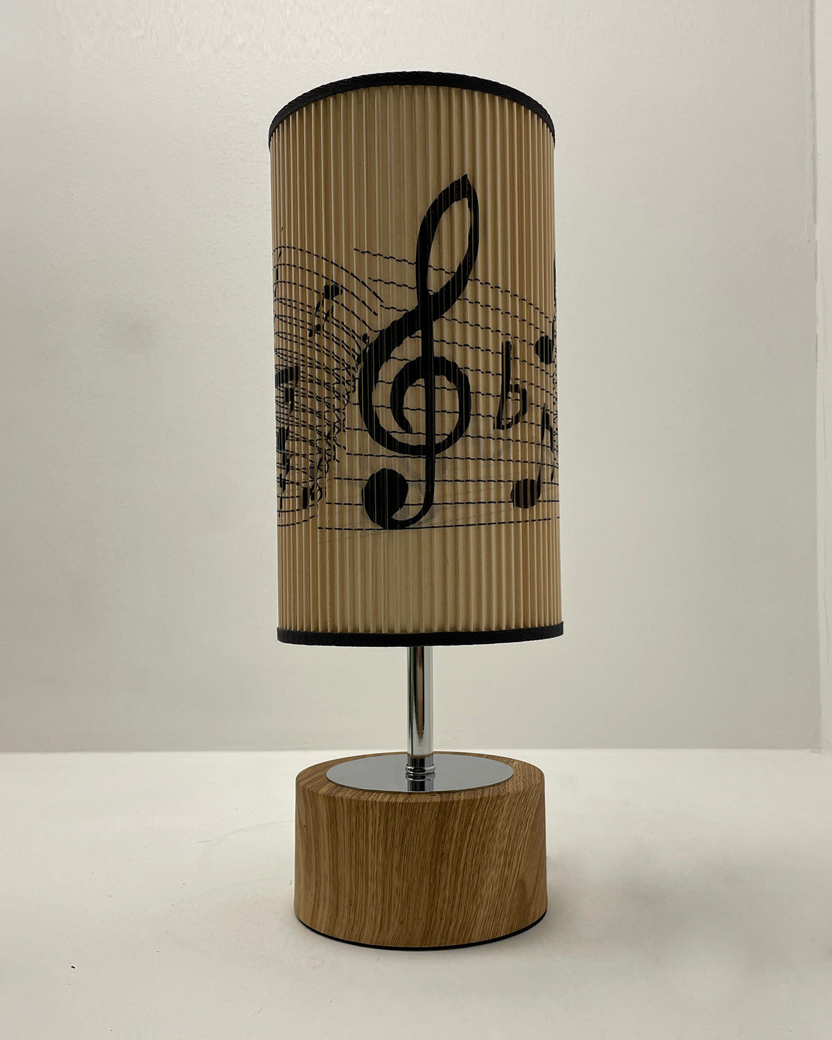 Music Note Printed Stick Shade, Touch Lamp, Birch Base