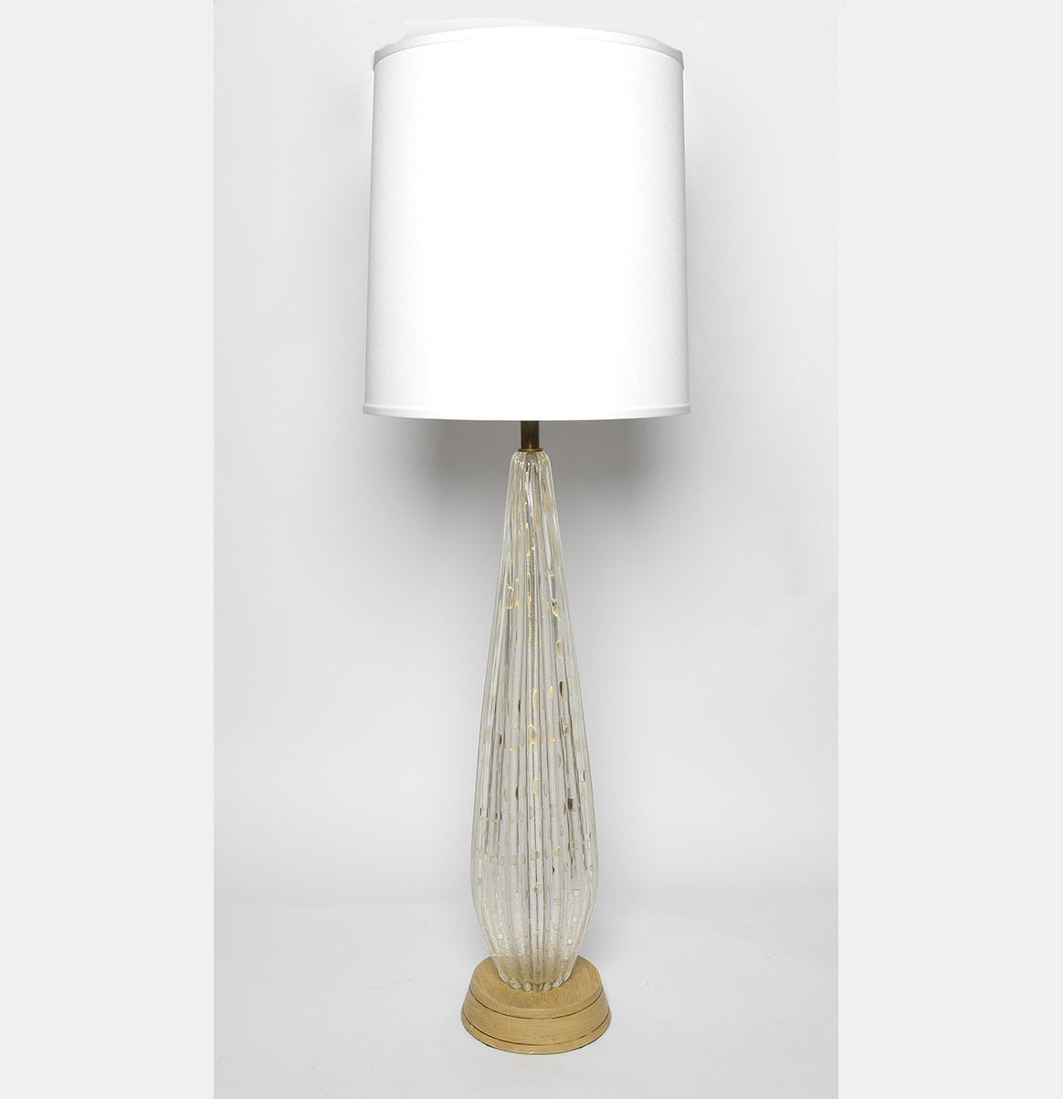 Speckled Murano Glass Table Lamp with Wooden Base
