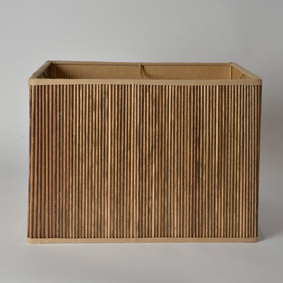 The Stick Box Rectangle is a modern, handcrafted rectangle box made of light brown wood with a ribbed front panel, photographed against a plain white background.