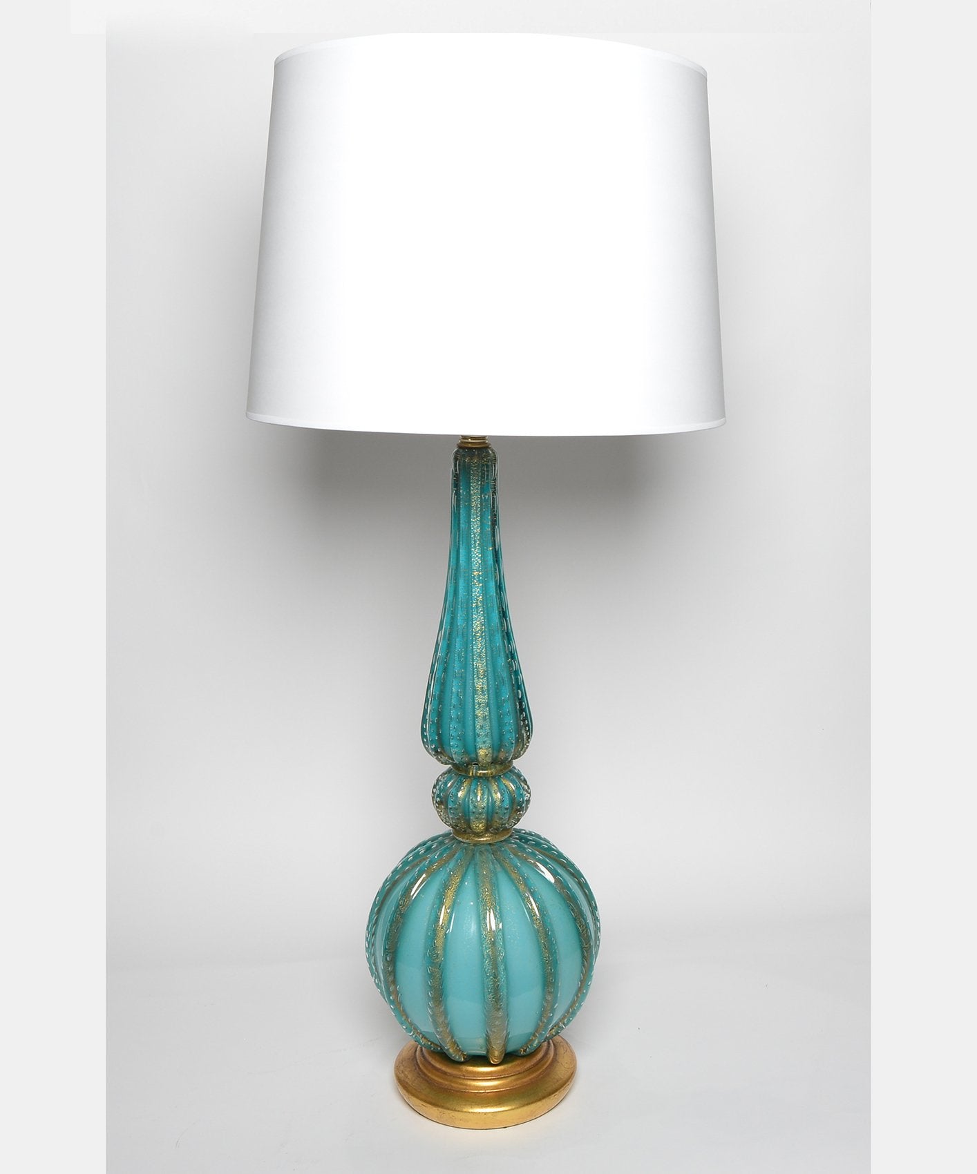 Teal and Gold Murano Glass Table Lamp