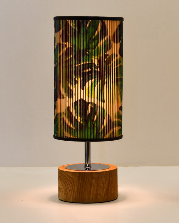 Tropical Leaf Printed Stick Shade, Touch Lamp, Birch Base