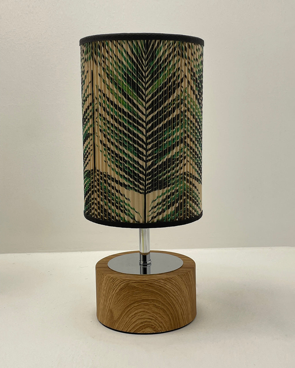 Tropical Palm Printed Stick Shade, Touch Lamp, Birch Base