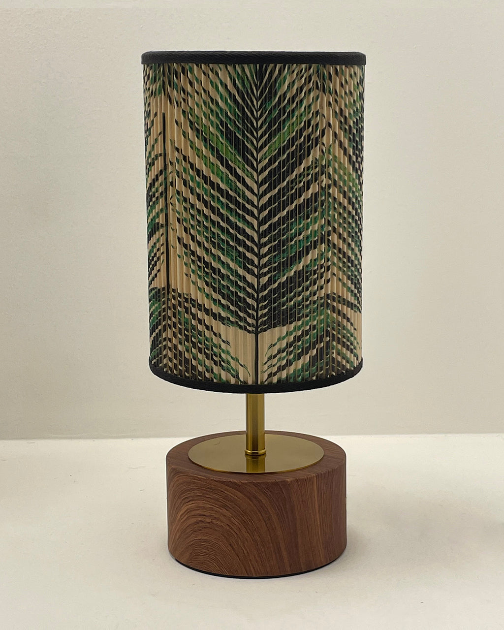 Tropical Palm Printed Stick Shade, Touch Lamp, Cherry Base