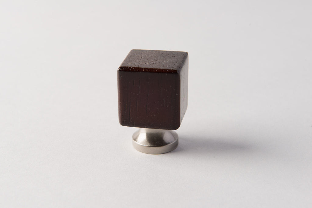 Brushed Nickel Rubberwood Cube Sable 1.25